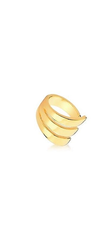 Piercing de Pressão Unitário Curvo com Três Fileiras Lisas banhado em ouro 18k