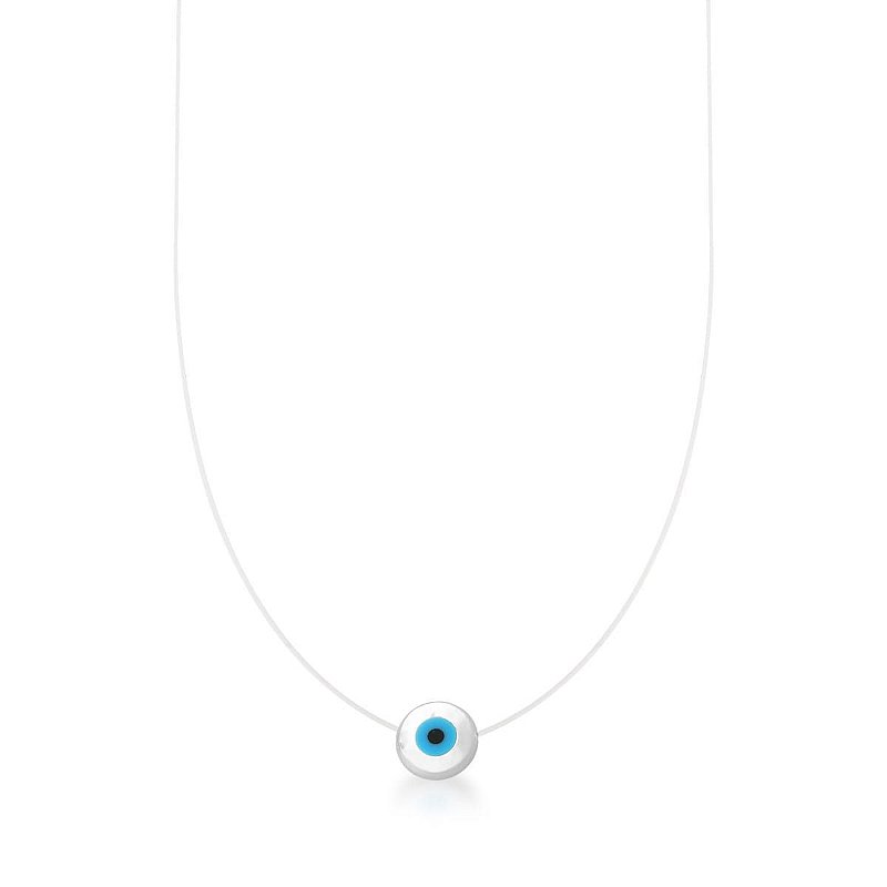 Corrente Silicone Pingente de Olho Grego Banhado a Ouro 18k