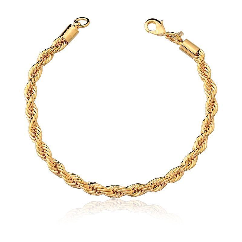 Pulseira Cordão Baiano 4mm Lisa banhado a ouro 18k