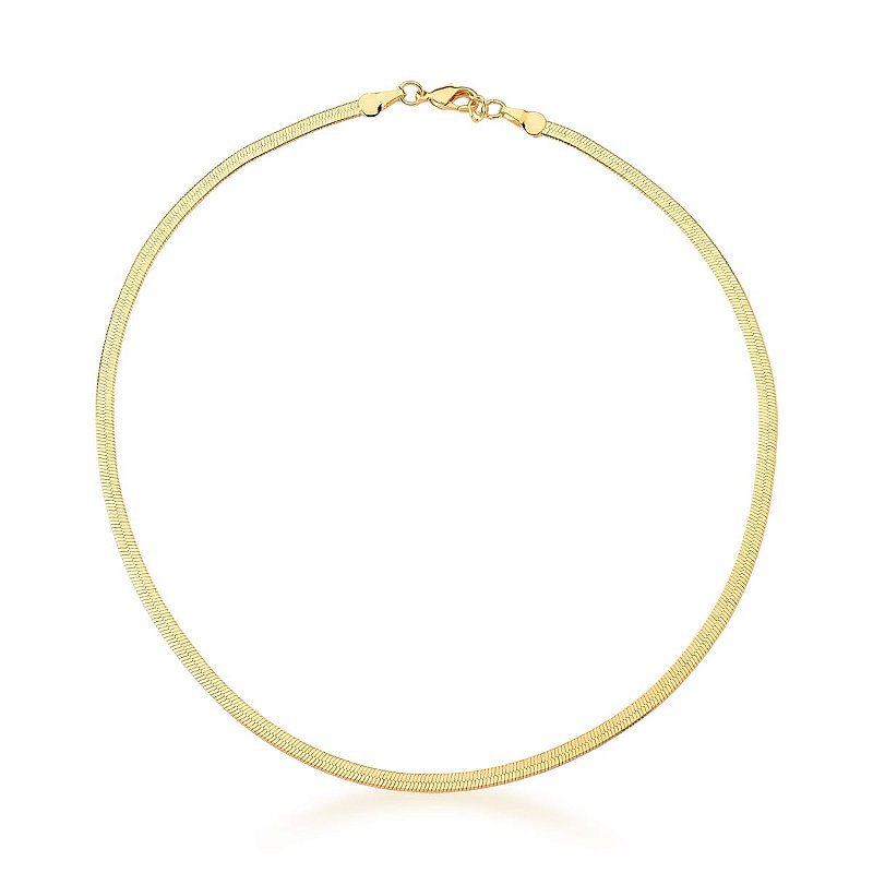 Choker em Malha Laminada 2mm Lisa Banhada a Ouro 18k
