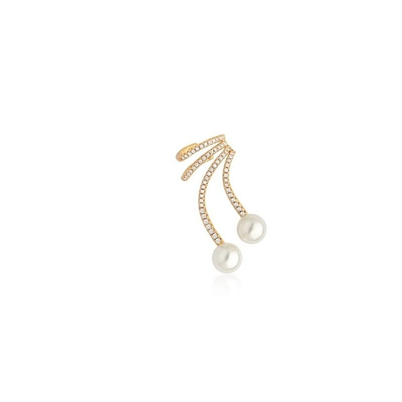 Piercing Pressão Curvo e Branco com Pérola Banhado a Ouro 18k