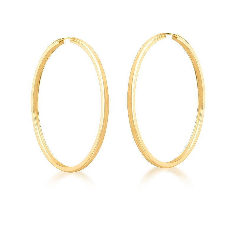 Argola Lisa com Aro Quadrado Banhada a Ouro 18k