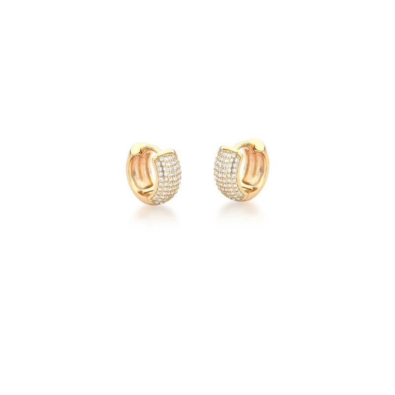 Argola Cravejada com Seis Fileiras Banhado a Ouro 18k