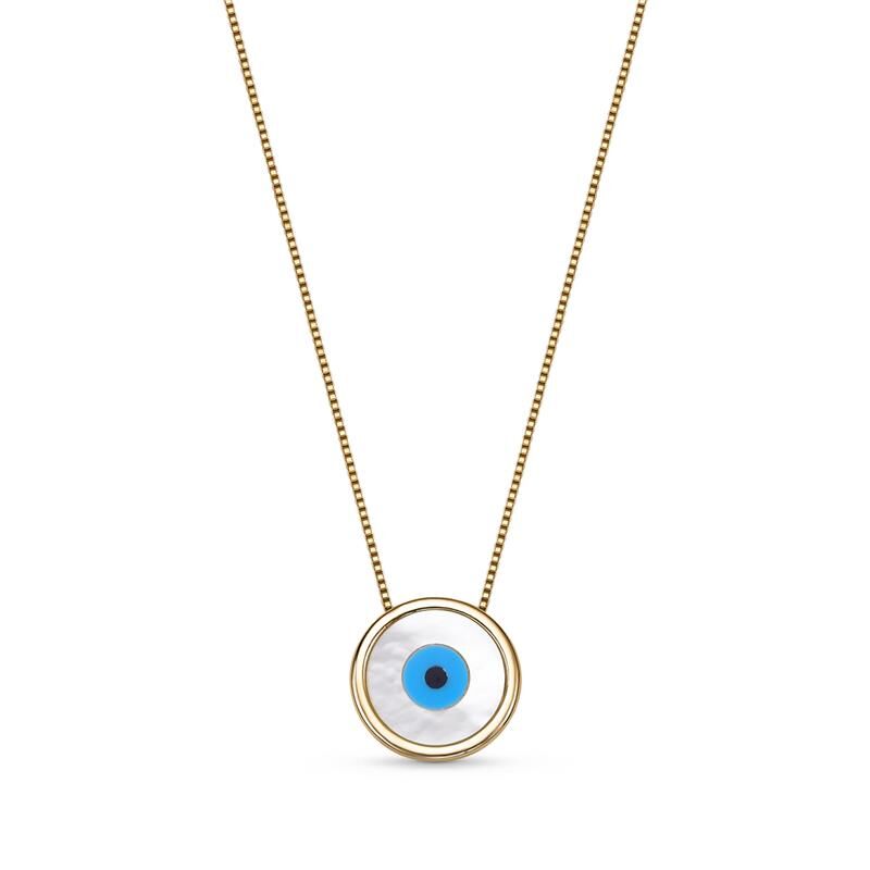 Colar com Pingente Olho Grego em Madrepérola Banhado a Ouro 18k