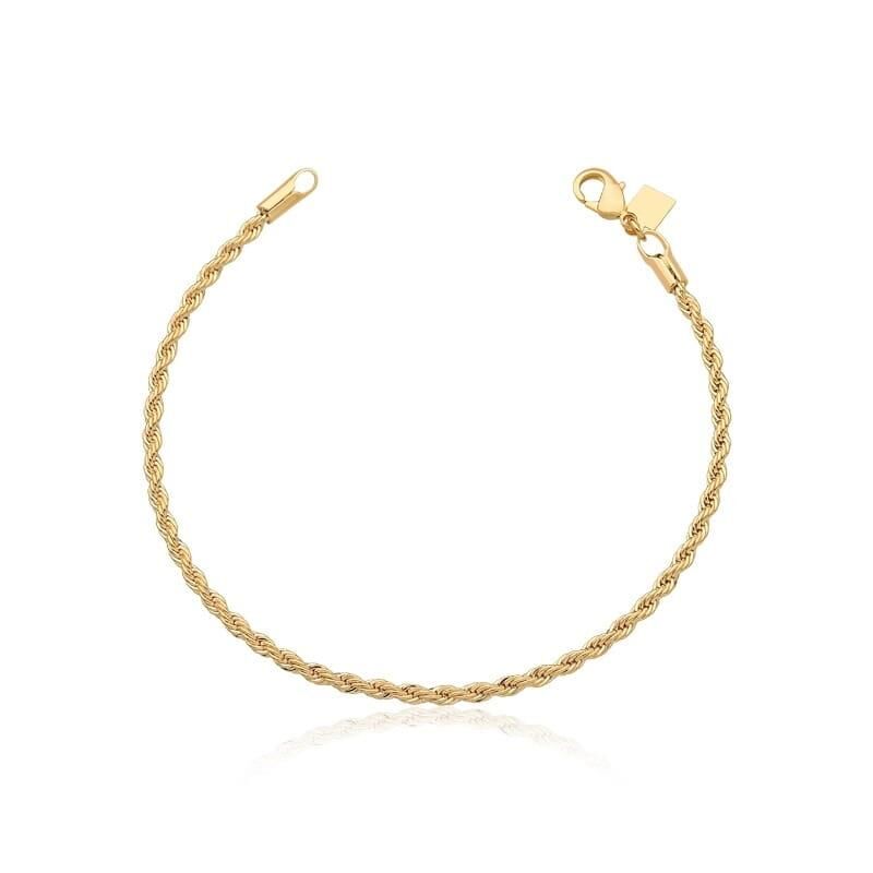 Pulseira de Malha Cordão Baiano 3mm Banhada a Ouro