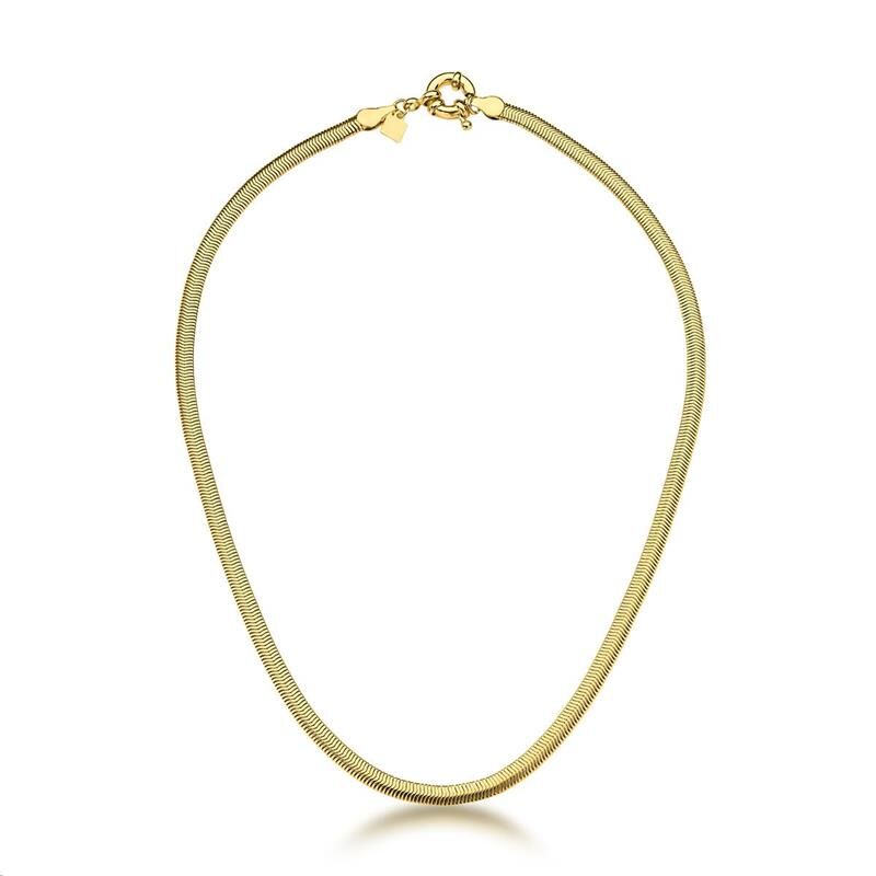 Choker em Malha Laminada Lisa 4mm Banhada a Ouro 18k