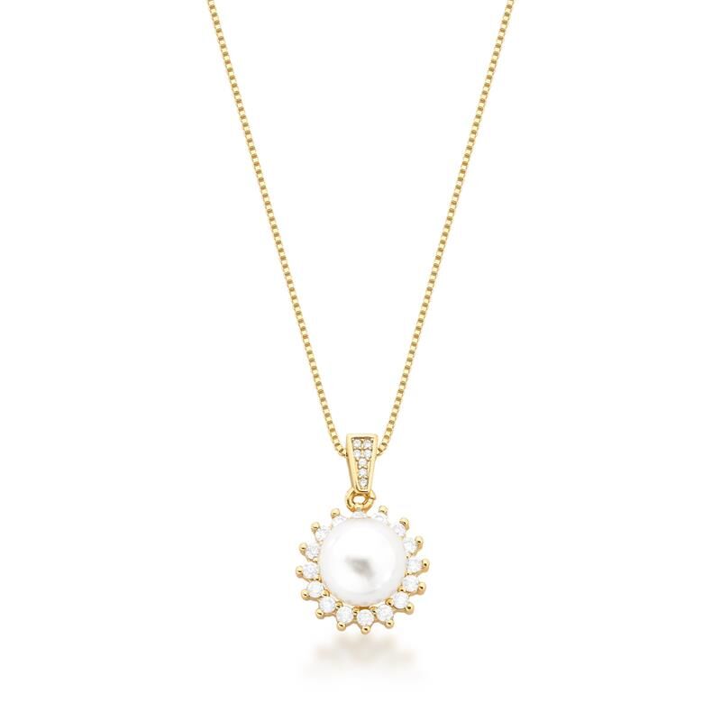 Colar com Pingente de Pérola Shell Banhado a Ouro
