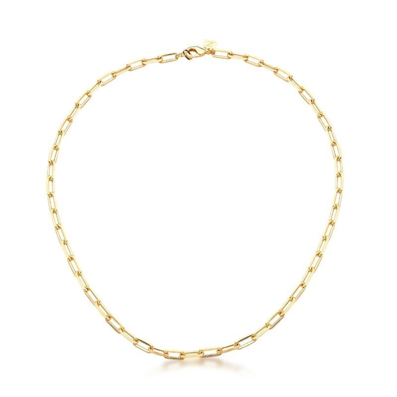 Choker em Malha com Elos Retangulares Banhado a Ouro 18k