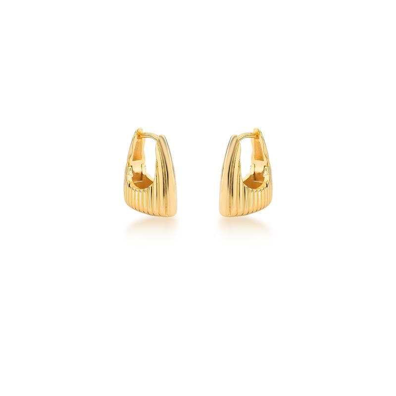 Argola Texturizada Lisa Banhado a Ouro