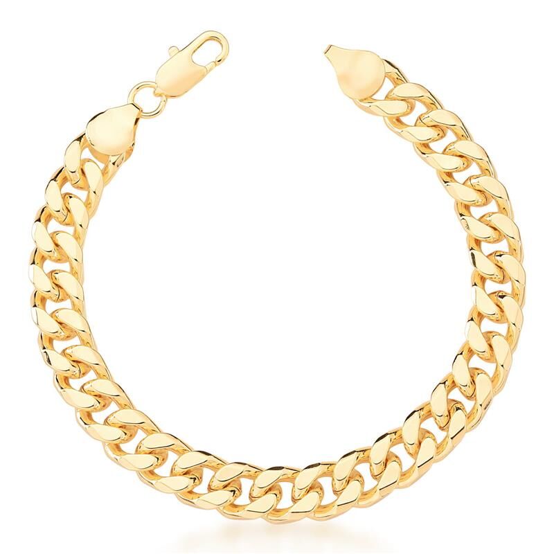Pulseira com Elos Groumet Lisos Banhada a Ouro
