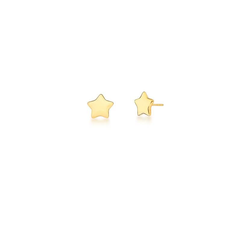 Brinco Estrela Liso Banhado a Ouro