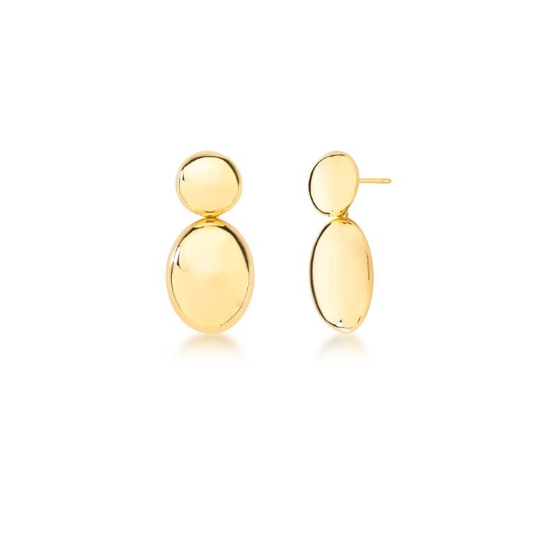 Brinco Redondo com Pêndulo Oval Banhado a Ouro