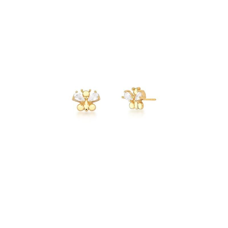 Borboleta com Cristal Banhado a Ouro