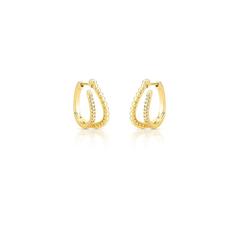 Argola Fechada Cravejada de Zircônias e Mini Esferas Banhada a Ouro