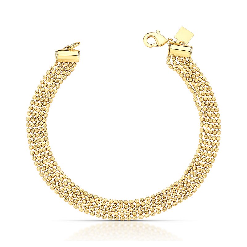 Pulseira Cinco Voltas com Bolinhas Banhada a Ouro