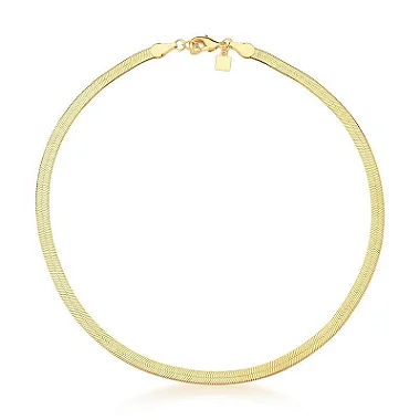 Choker em Malha Laminada 3mm Lisa Banhada a Ouro 18k