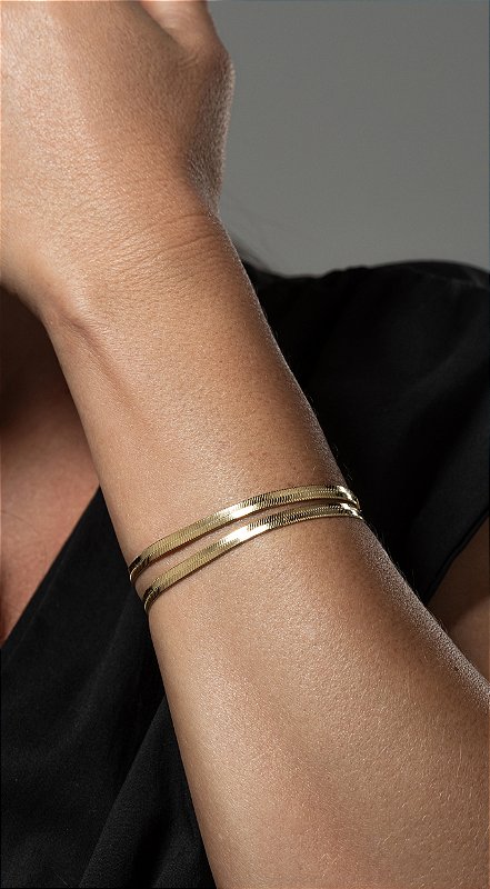 Pulseira Fita 3mm Folheada a Ouro