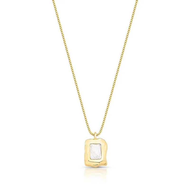 Colar com Pingente Retangular Banhado a Ouro