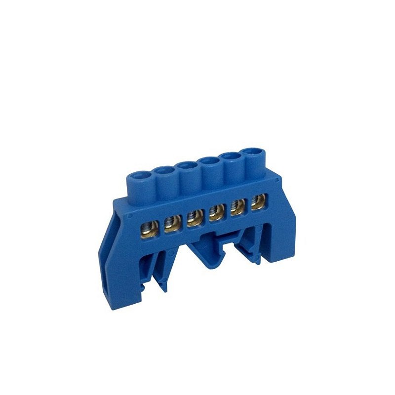 Barramento de Distribuição HC-008 Neutro (Azul) com 6 Ligações - 80A
