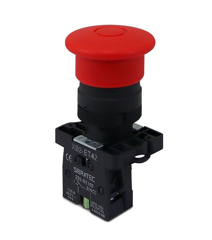 BOTAO DE EMERG. PL. XB2-ET42 C/TRAVA - SIBRATEC