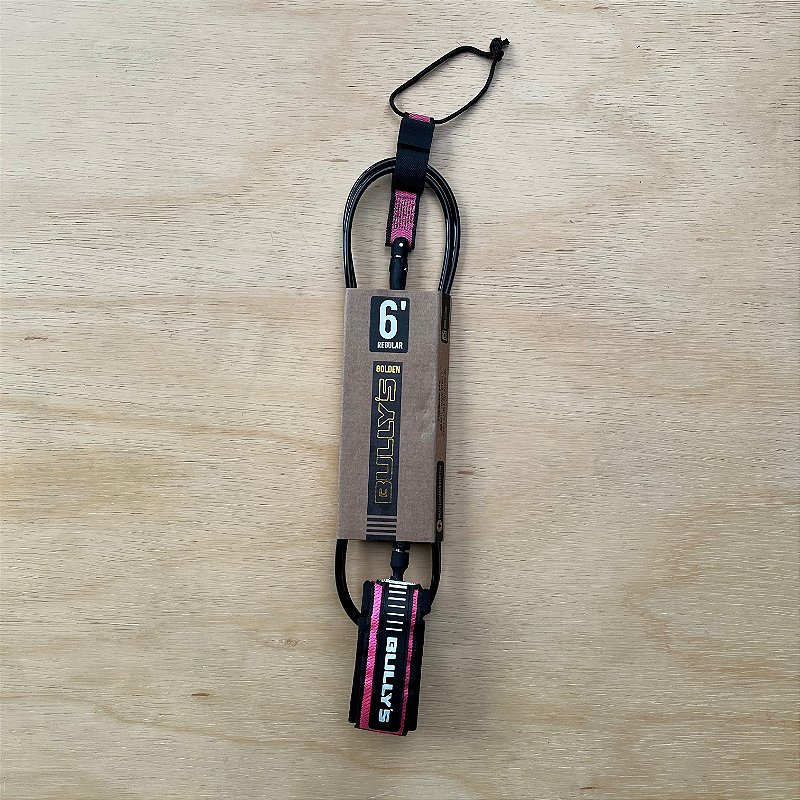 Leash Bullys 6' Regular Golden Series Preto/Rosa Espaço Surf Curitiba