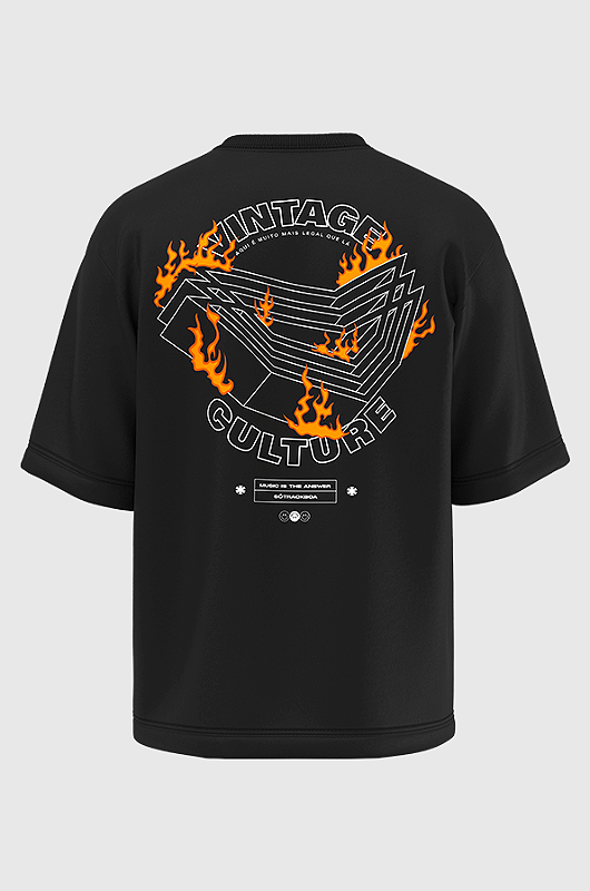 Camiseta Oversized Vintage Culture Beats on Fire - Só Track Boa