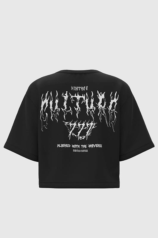 Cropped Oversized Vintage Culture Aligned With the Universe - Só