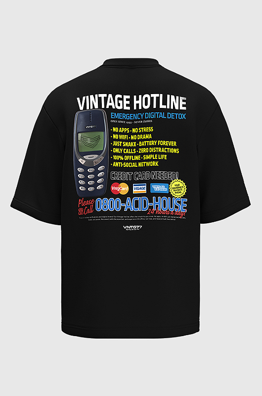 Camiseta Oversized Vintage Culture Hotline - Só Track Boa Clothing