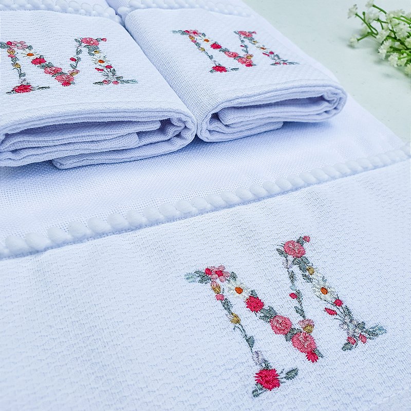 Kit Fraldinhas Bordadas - Alfabeto Florido