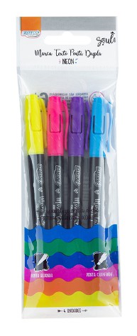 Marca texto fluorescente ponta dupla - Papelaria PGC