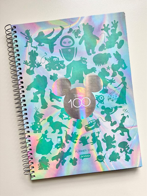 Planner 2024 Disney 100 anos tamanho Universitário Papelaria PGC