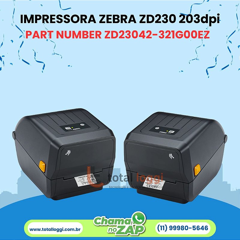 Impressora Zebra ZD230 Cutter USB e Ethernet 203dpi - Total Loggi