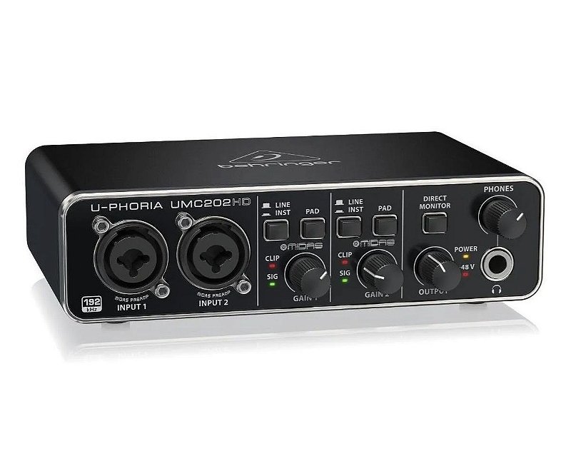 Interface de Áudio Behringer UMC202HD UPhoria Midas USB Senzu