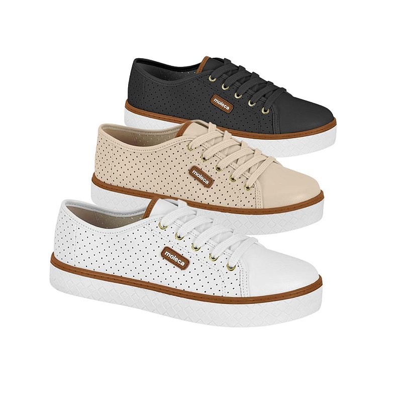Tênis Casual TÃªnis Moleca Furinhos TÃªnis Feminino Chunky Moleca