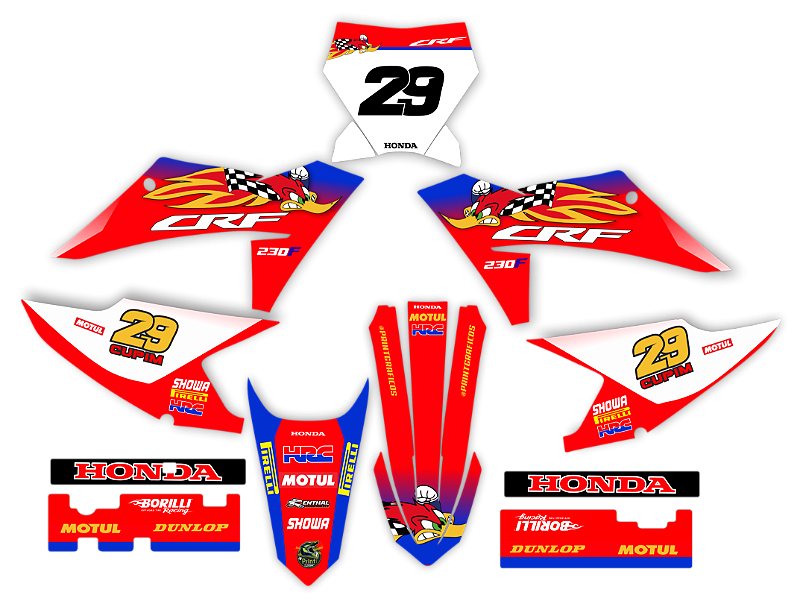 KIT ADESIVOS GRAFICOS  CRF 230 MY23 BIKER MOTOCROSS PICA PAU