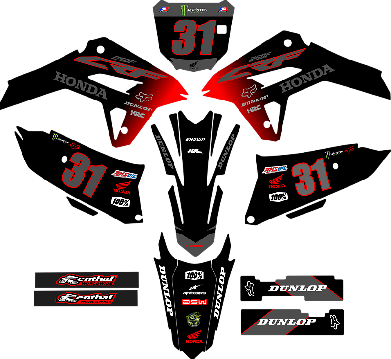 KIT ADESIVOS GRAFICOS CRF250f F21 AMX MOTOCROSS