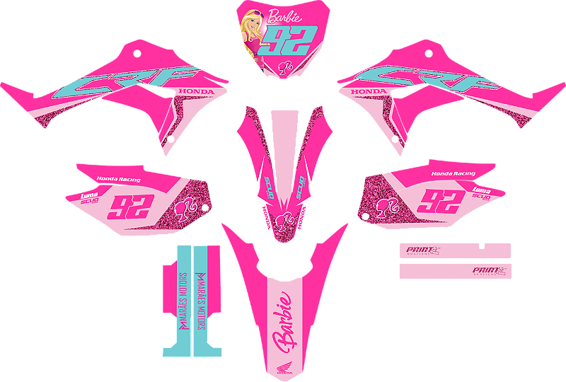 KIT ADESIVOS GRAFICOS CRF250F  MOTOCROSS BARBIE LUMA