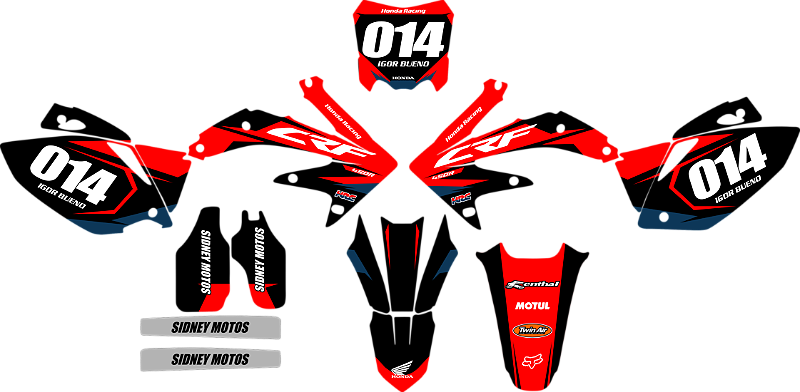 Kit Adesivos Graficos HONDA CRF 450R VERMELHO E PRETO