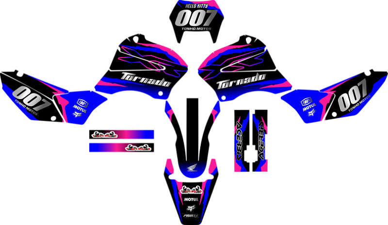 KIT ADESIVOS GRAFICOS HONDA TORNADO 250 AZUL E ROSA