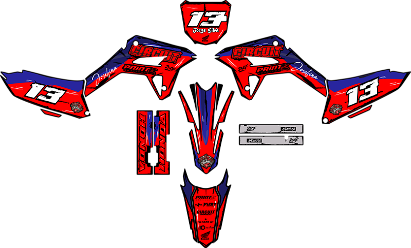 KIT ADESIVOS GRAFICOS CRF250f MOTOCROSS CARTOON JORGE