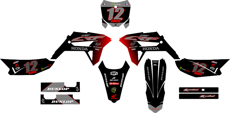 KIT ADESIVOS GRAFICOS CRF230F BIKER ACTION 4CTION DEGRADE RED