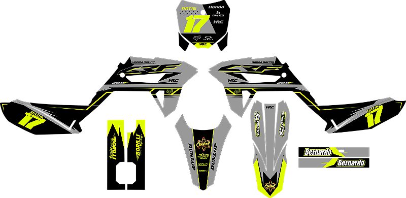KIT ADESIVOS GRAFICOS CRF230F BIKER ACTION 4CTION GRAY NEON