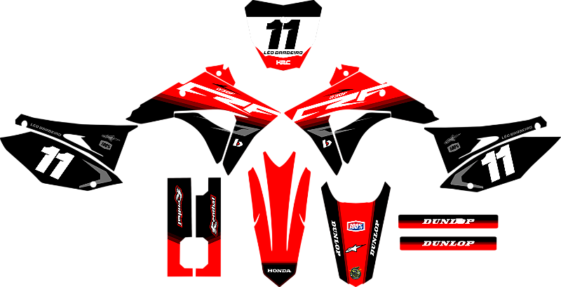 KIT ADESIVOS GRAFICOS CRF230F BIKER EL1TE NEXT PRETO E VERMELHO 2023