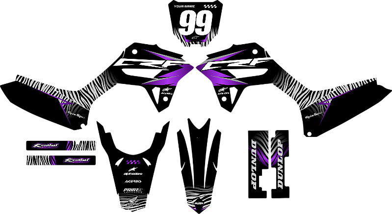 KIT ADESIVOS GRAFICOS CRF250F BIKER R1DE ZEBRA