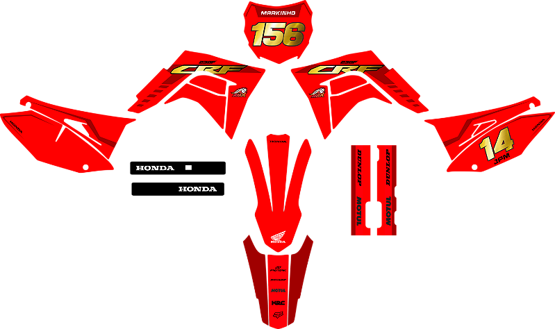 KIT ADESIVOS GRAFICOS CRF230 AMX PREMIUM DOURADO