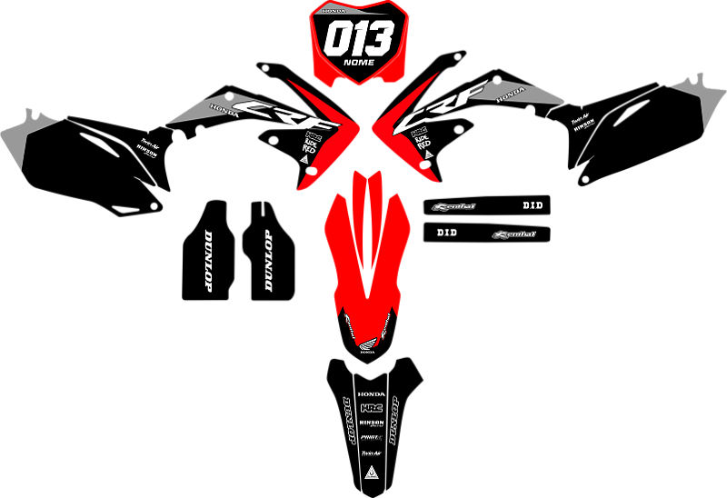 KIT ADESIVOS GRAFICOS CRF250 450 IMPORTADA TODAS RIDE RED
