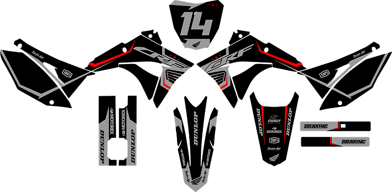 KIT ADESIVOS GRAFICOS CRF230F BIKER EL1TE NEXT WING STAR