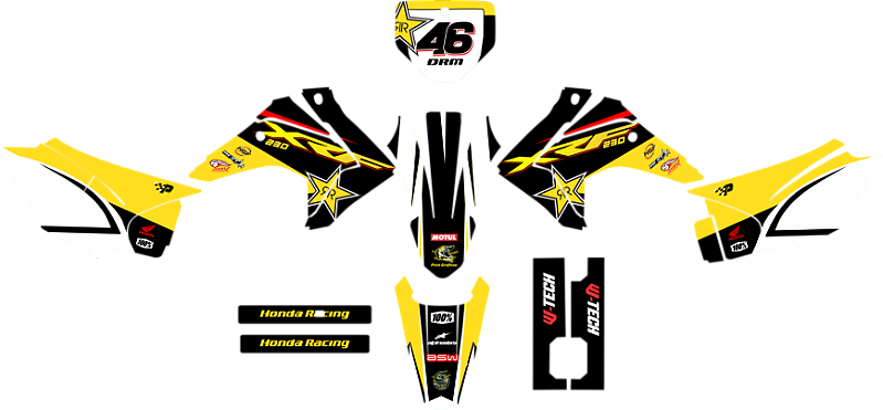 KIT ADESIVOS GRAFICOS CRF230 2015 AMARELO DRM