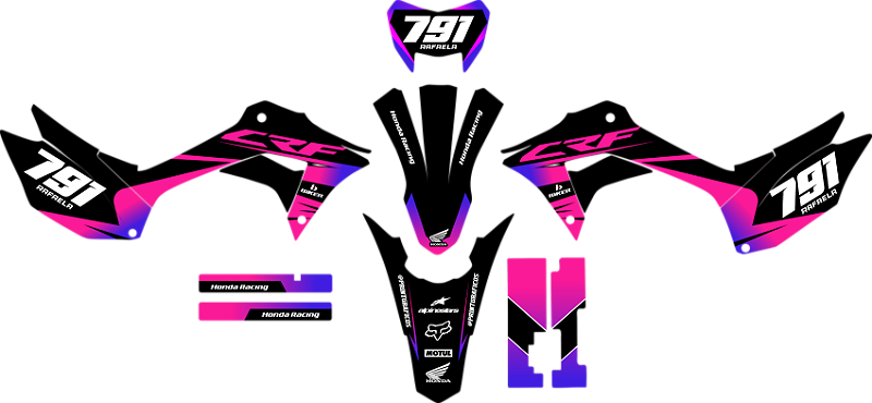 KIT ADESIVOS GRAFICOS CRF250f Original ROSA PURPLE
