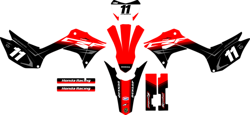 KIT ADESIVOS GRAFICOS CRF250f Original PRETO E VERMELHO 2023